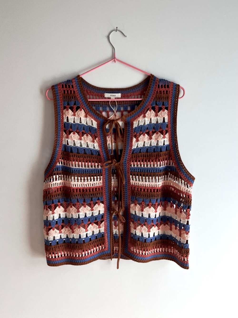 Delicate crochet tie front vest - Size M